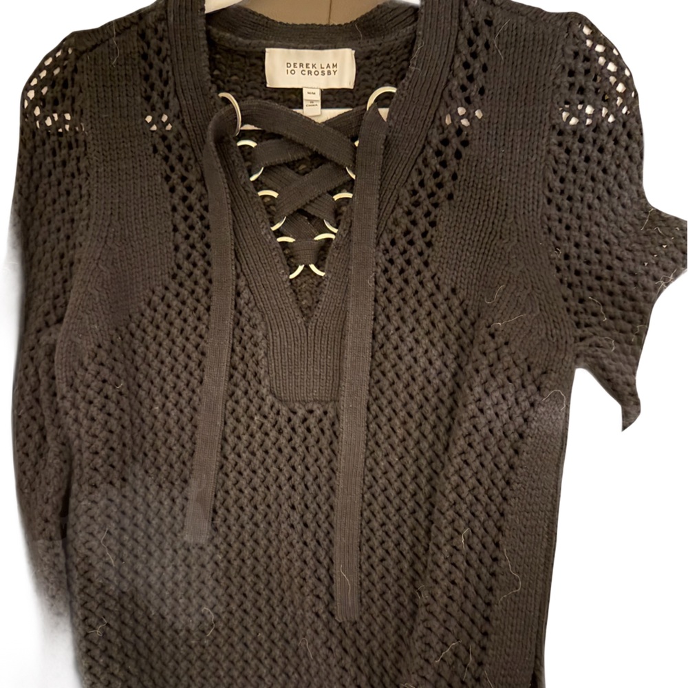 Black Lace-Up Knit Sweater